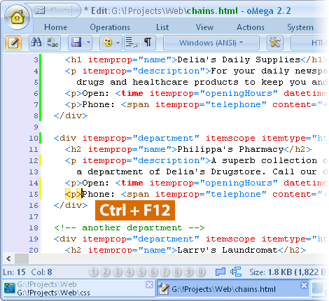 oMega Commander Features. Executing scripts directly from the editor.